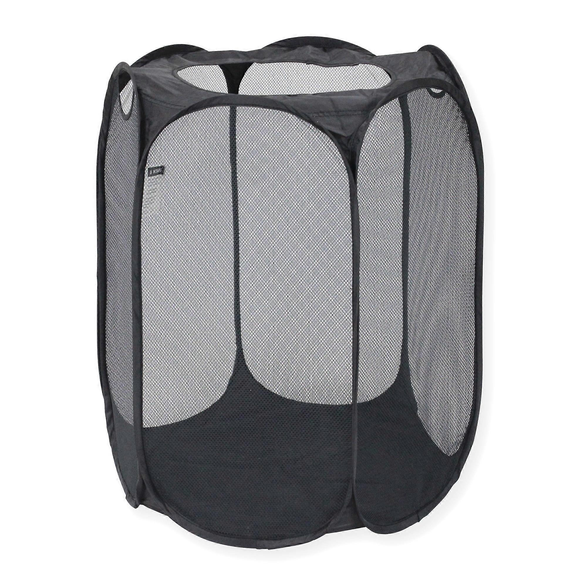 Polyester Mesh Hexagon Pop-up Laundry Hamper, Black