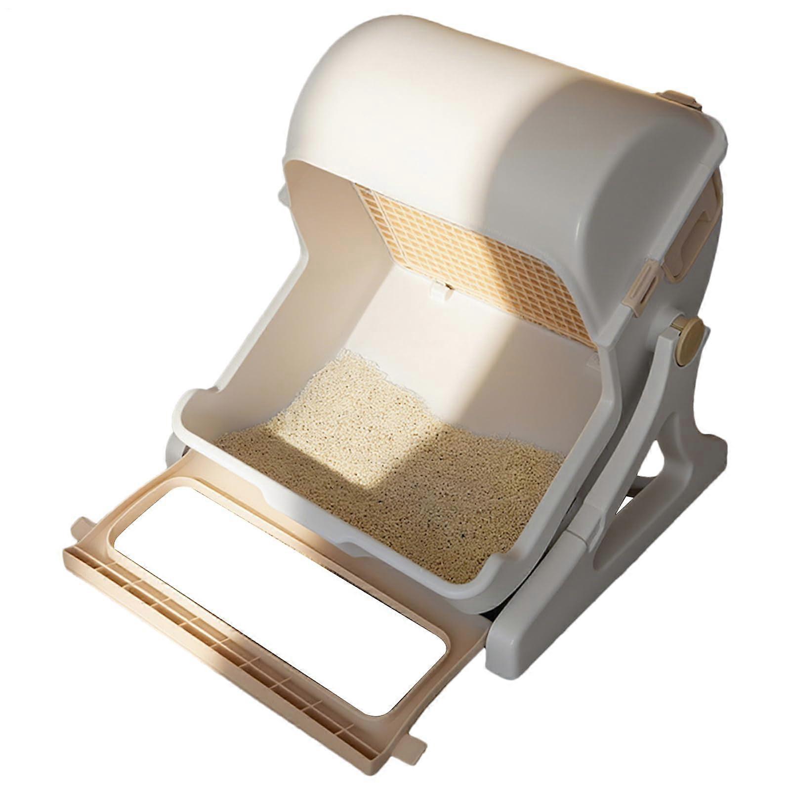 Automatic Cat Litter Box with Easy Clean Tipping Tray, Large Open Design for Multiple Cats