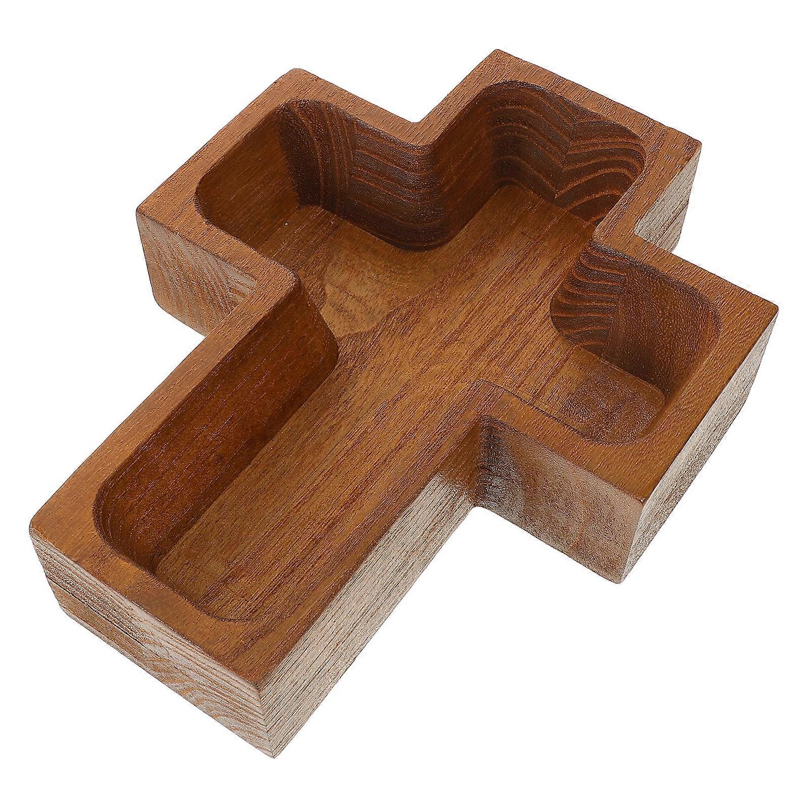 Cross Shape Wood Tray for Storage Multi-Function Dessert Tray