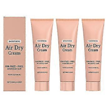3x Haarverzachtende, luchtdrogende crème - Anti-frizz & gewichtloze styling, verrijkt met ricinusolie en kokosolie voor haarverzorging