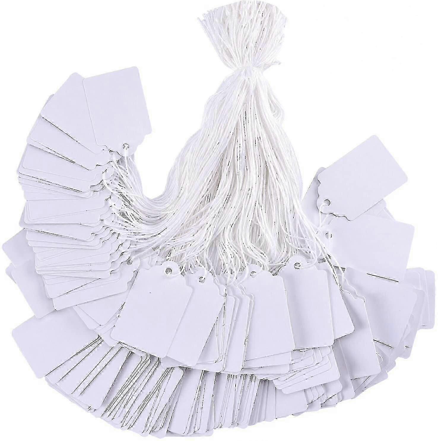 100 Pcs White Price Tags with String, Smooth Surface for Marking