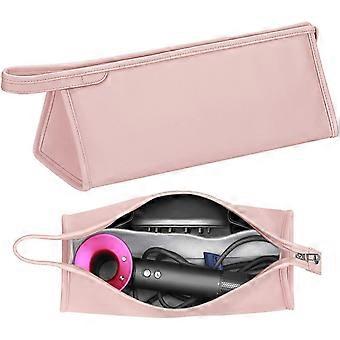 Estojo de viagem em couro PU, bolsa protetora para secador de cabelo, impermeável, para acessórios de moda e organização (rosa).