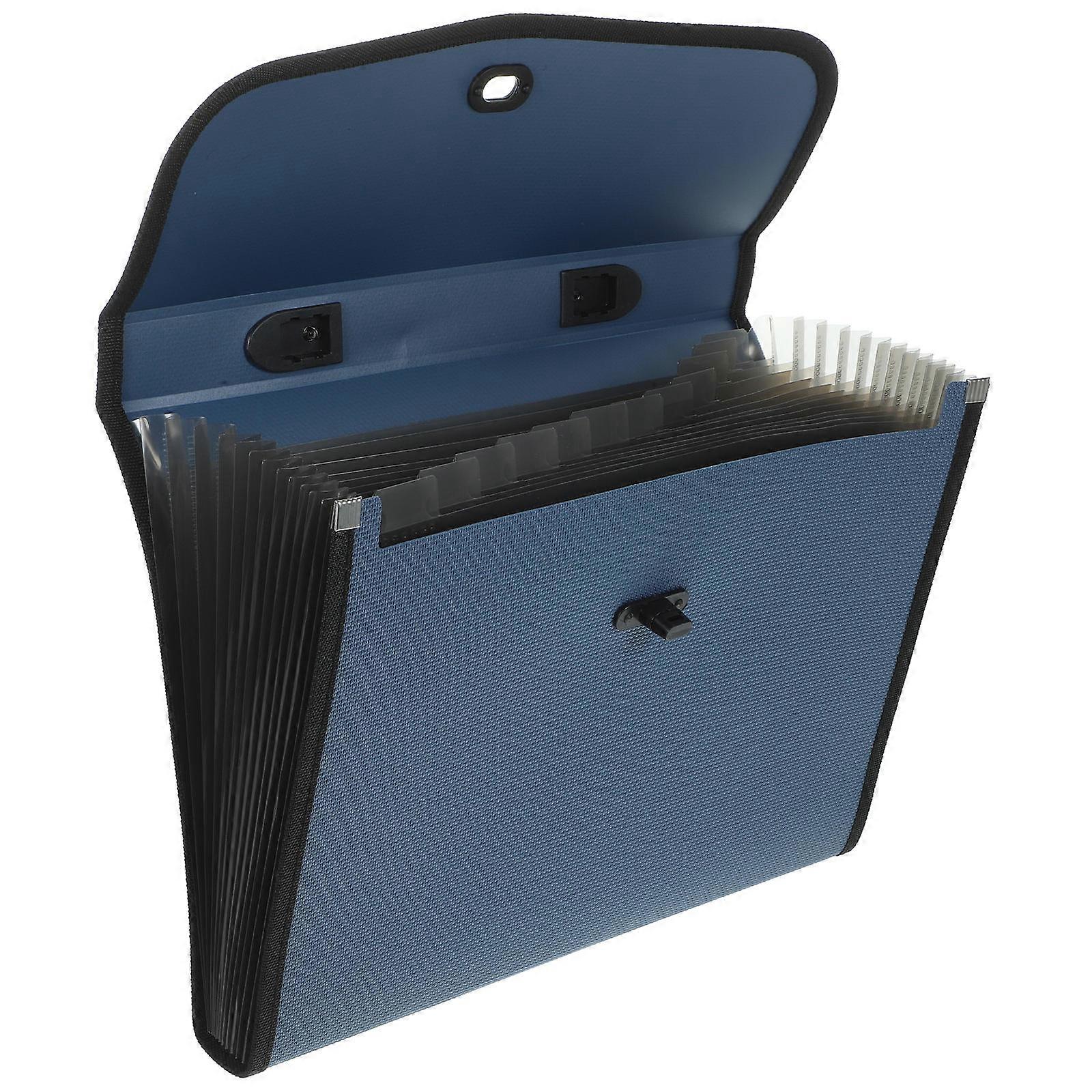 File Organizer Accordion File Folder for Document Storage 1Set Blue Plastic