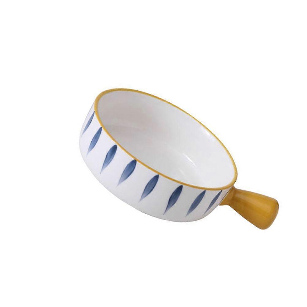 Yellow Ceramic Baking Bowl with Handle for Multiuse Serving