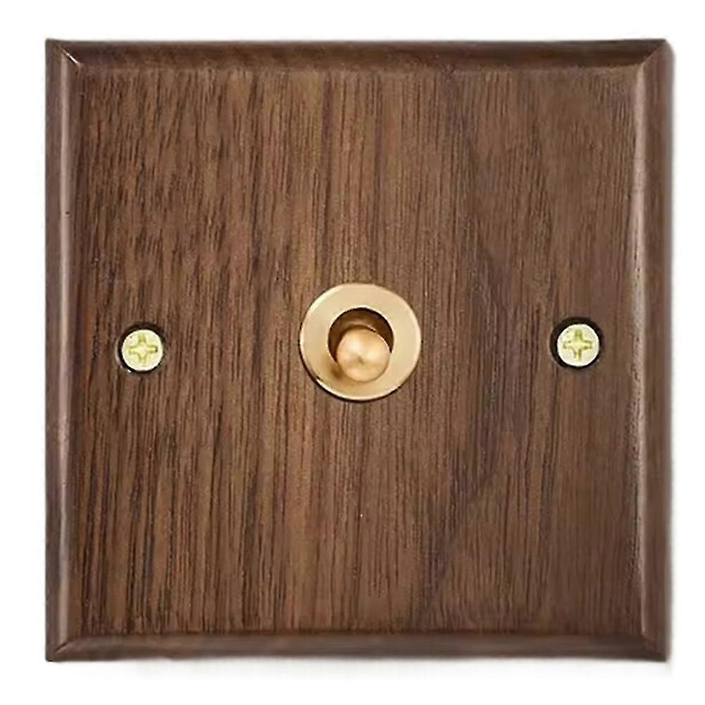 Retro Walnut Wall Toggle Switch Panel 1-4Gang 2Way Solid Wood Double Universal Electrical Power Outlet C