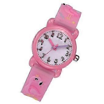 Kinderuhr mit 3D-Flamingo-Motiv, wasserdicht, 1 Stück, rosa