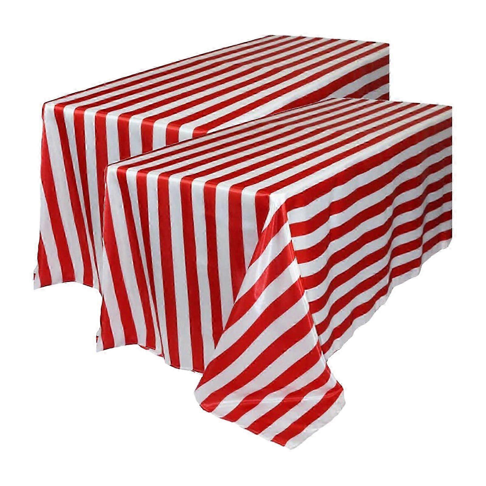 Striped Tablecloth Rectangle Table Covers for Holiday 4Pcs Waterproof