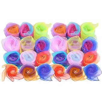 24pcs Gradient Color Dance Scarves Juggling Scarves Scarves Rhythm Band Scarves for Decoration Kids Performance (Random Color)