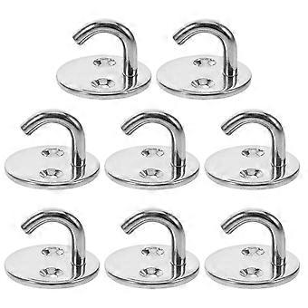 8pcs Stainless Steel Eye Plate Hooks - Heavy Duty Flat Base Open Hooks for Yacht Kayak Ceiling Hanging - Boat Pad Eyes Hardware for Marine Application