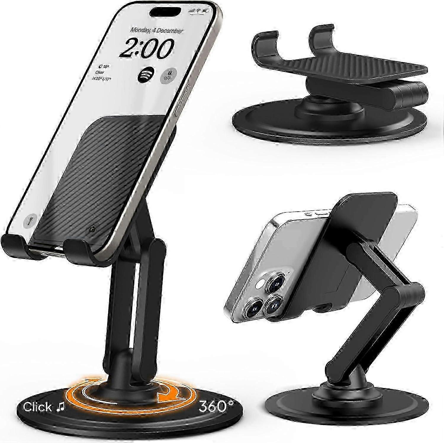 360 Stand - Adjustable Cell Phone Stand Compatible withDesk | 360 Click-Rotating, Multi-Angle
