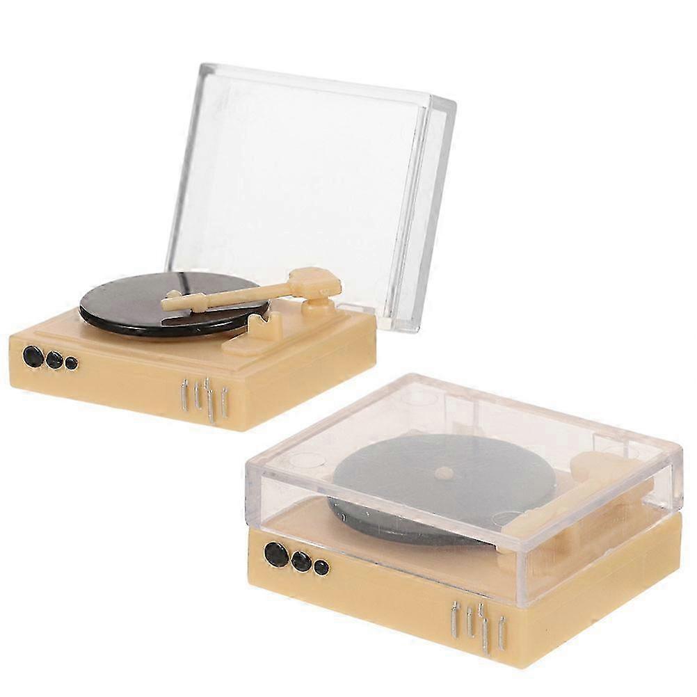 Record Player Dollhouse Mini Cd Player for Decoration 2Pcs Tiny Model