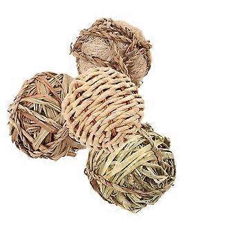 Handwoven Hamster Grass Ball for Chewing 4Pcs Indoor Outdoor Small Pet Toys