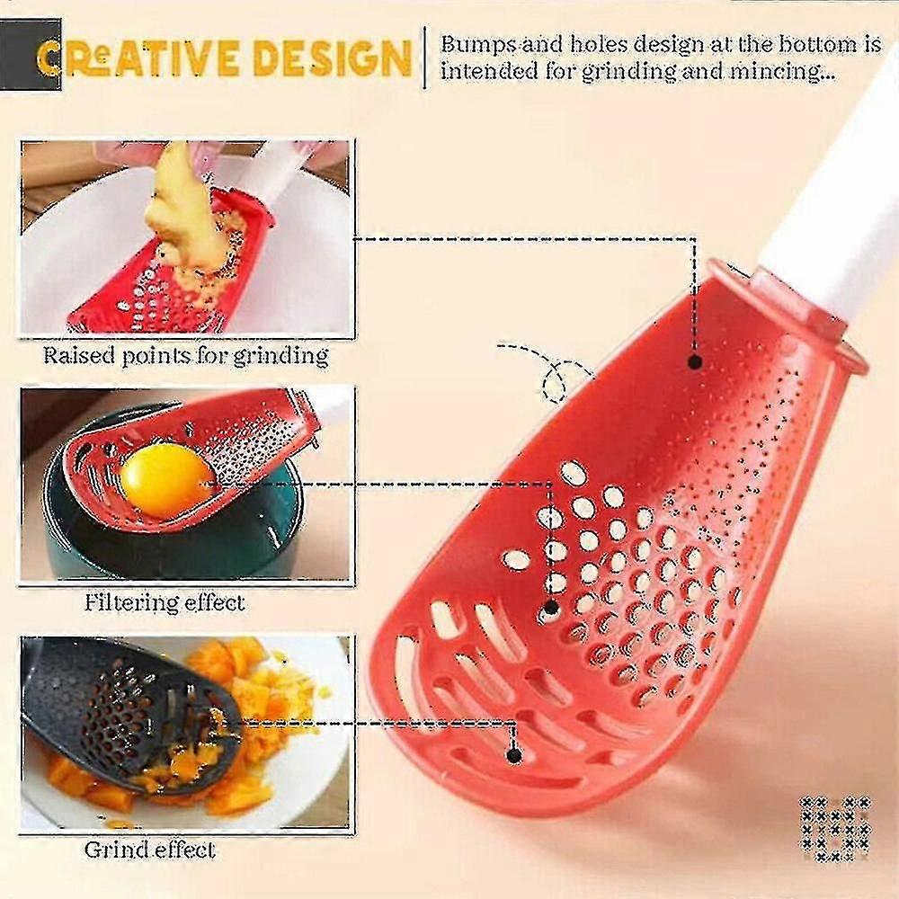 Multifunctional Kitchen Cooking Spoon Garlic Press Colander Spoon
