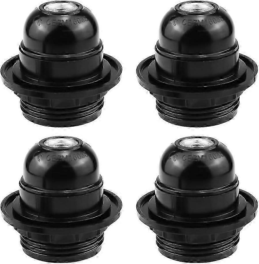 4 Pieces E27 Socket Adapter, E27 Socket, Black E27 Socket Screw Socket Lamp Holder, Retro E27 Bulb, for Retro Light Bulb Socket Fixing