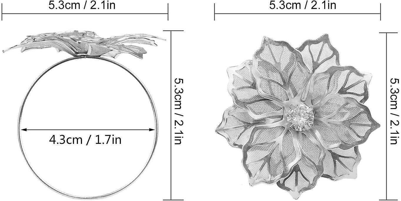 Set Of 12 Alloy Napkin Rings With Hollow Out Flower Napkin Ring Holders