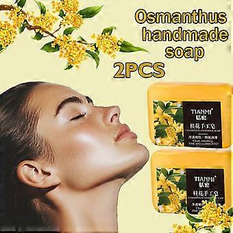 Handmade Osmanthus Scented Essence Soap, 2 Pcs Hydrating Moisturizing Cleansing Bar for All Skin Types, Travel Camping Hiking Unisex Full Body