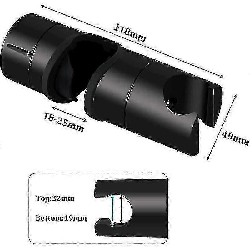 Shower Head Bracket Black ABS, Compatible with 18-25mm Pipe