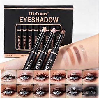 Smokey-Eye-Make-up-Lidschattenstift, 12-teiliges Set mit cremigen Lidschattenstiften in matten Glitzerfarben, wasserfest und leicht zu verblenden, für Damen