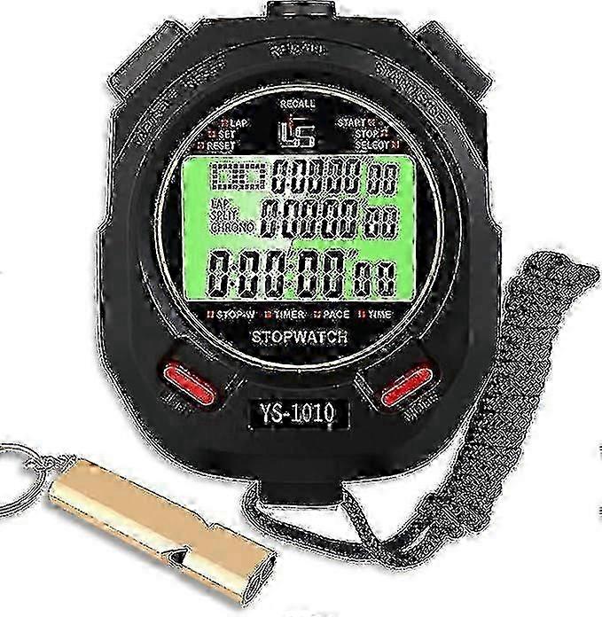 Stopwatch with Whistle - Professional 60 Memory Mute Light Function compatible with Sports