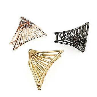 Set mit 4 dreieckigen Haarspangen aus Metall für Damen, hohle Haarklammern, Haarnadeln, Haaraccessoires, Roségold, Silber