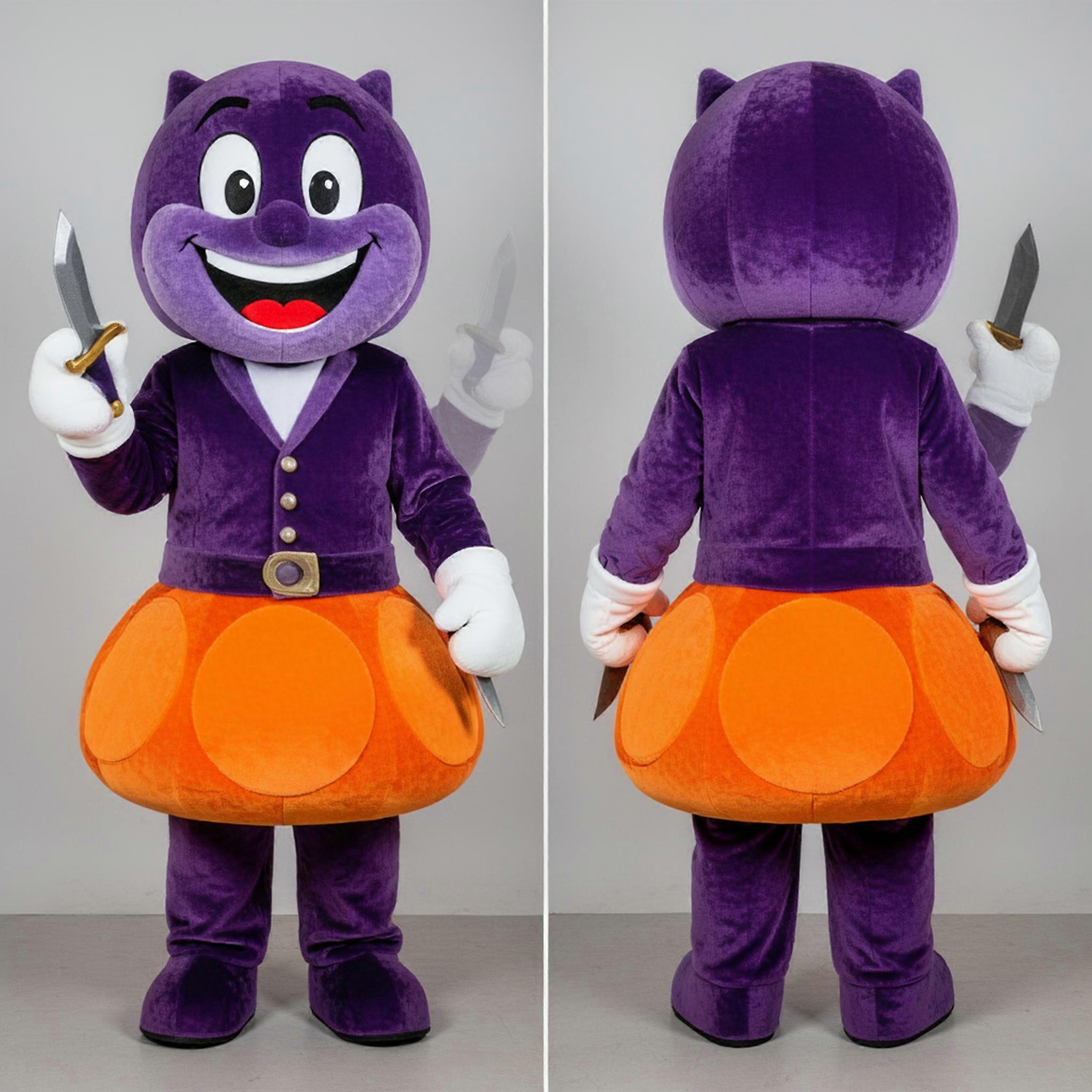 MASTICOT Violet Cartoon Knife Thrower Mascot