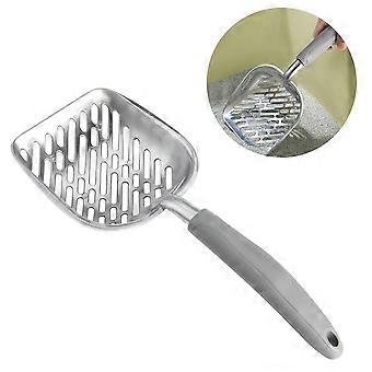 Metal Cat Litter Scoop for Pets Cleaning Use Ueetek Long Handle Grey