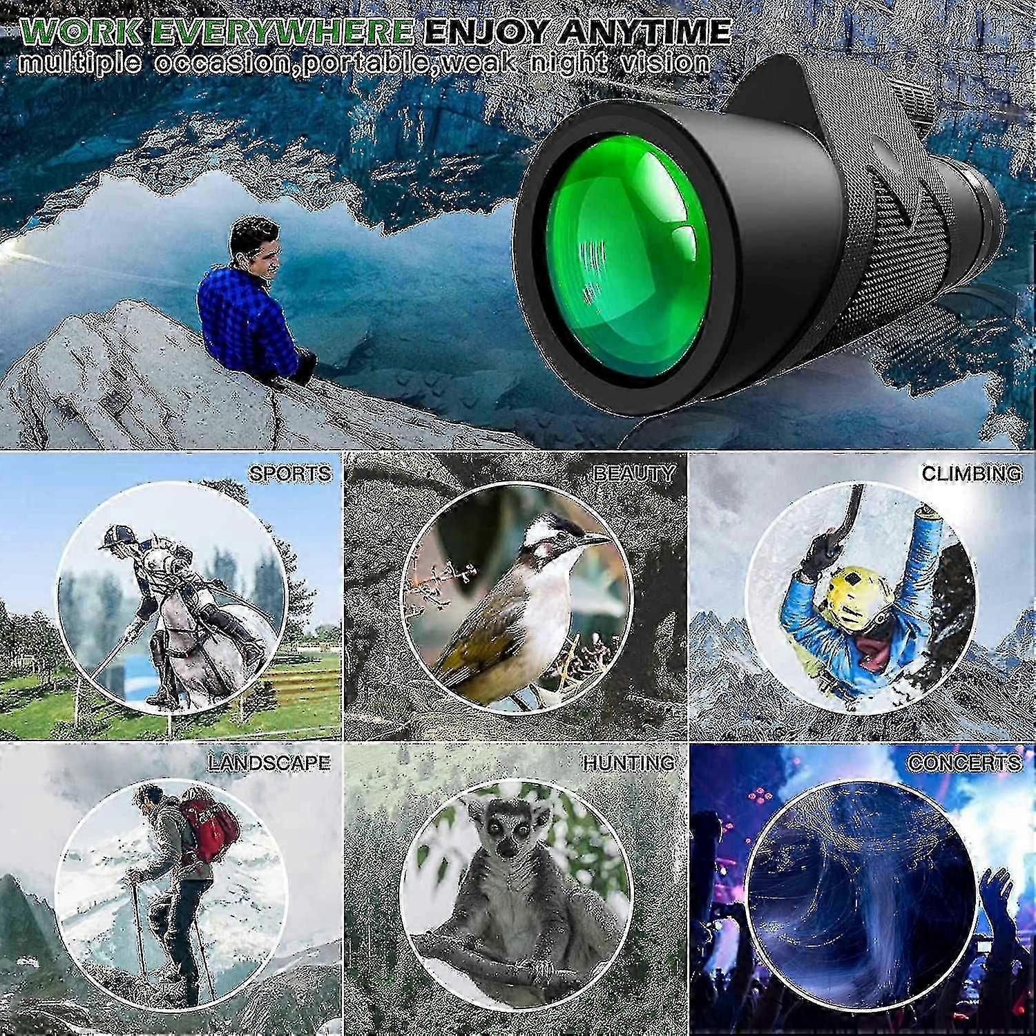 Telescope Monocular With Adapter Compatible With Bird Watching Sporting Game