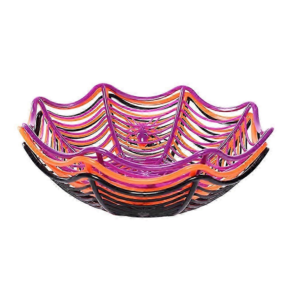 2Pcs Orange Spider Web Design Halloween Candy Storage Baskets