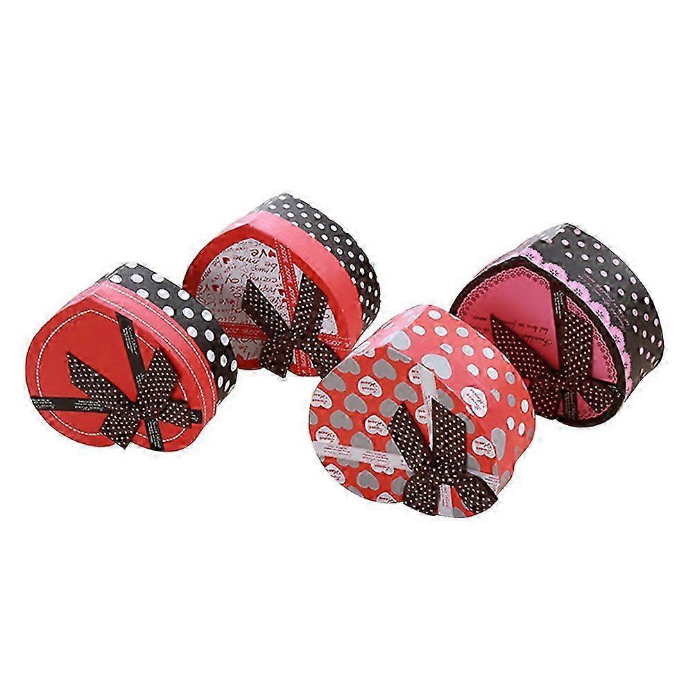 4Pcs Heart Shaped Paper Candy Boxes Assorted Color Gift Storage