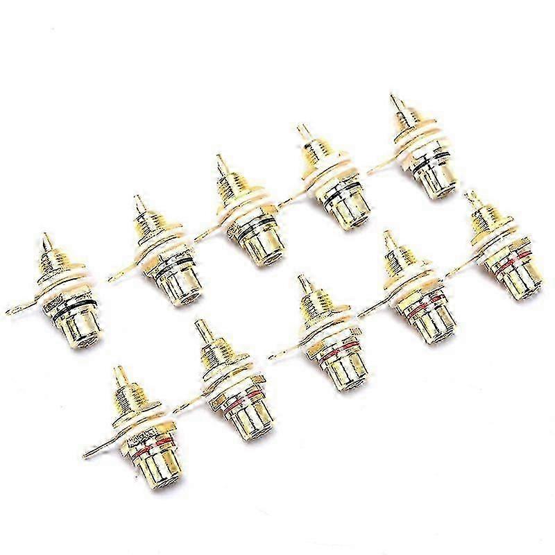 10pcs Panel Mount Gold Plated RCA Female Plug Jack Audio Socket Amplifier