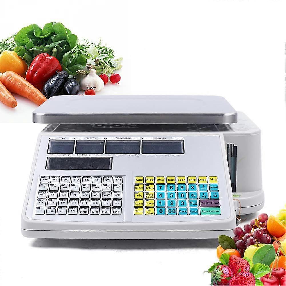 Digital  Computing Scale 30kg with Thermal Printer, Precision Sensor, Barcode Scanning for Retail