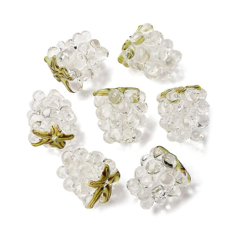 10pcs Handmade Lampwork Beads Raspberry Clear 12.5x10~12mm Hole: 1.6mm