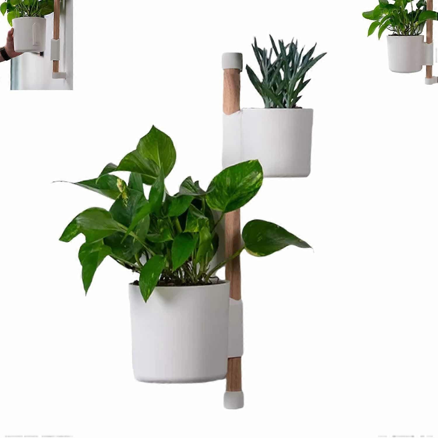 Wall Mounted Planter with Rotatable Drip Tray, Vertical Wall Planter for Small Spaces, 2 Set