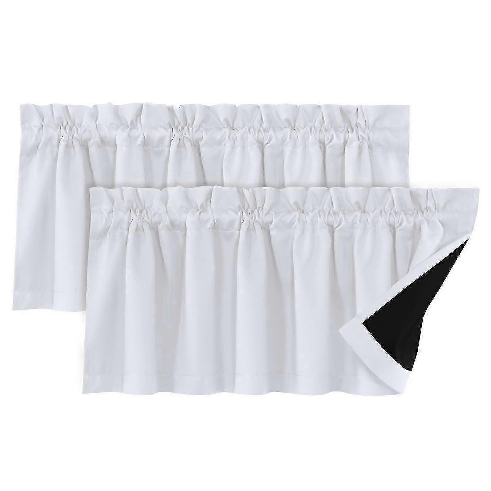 Light blocking curtain valance for modern living room, solid black, 2pcs set