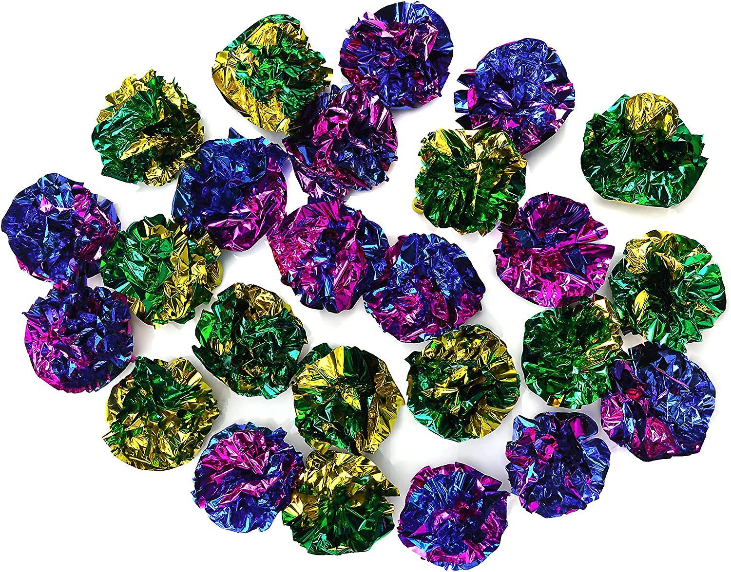1.6" Mylar Ball Shiny Crinkle Cat Paper Ball Toys (random Color) 24 Pieces