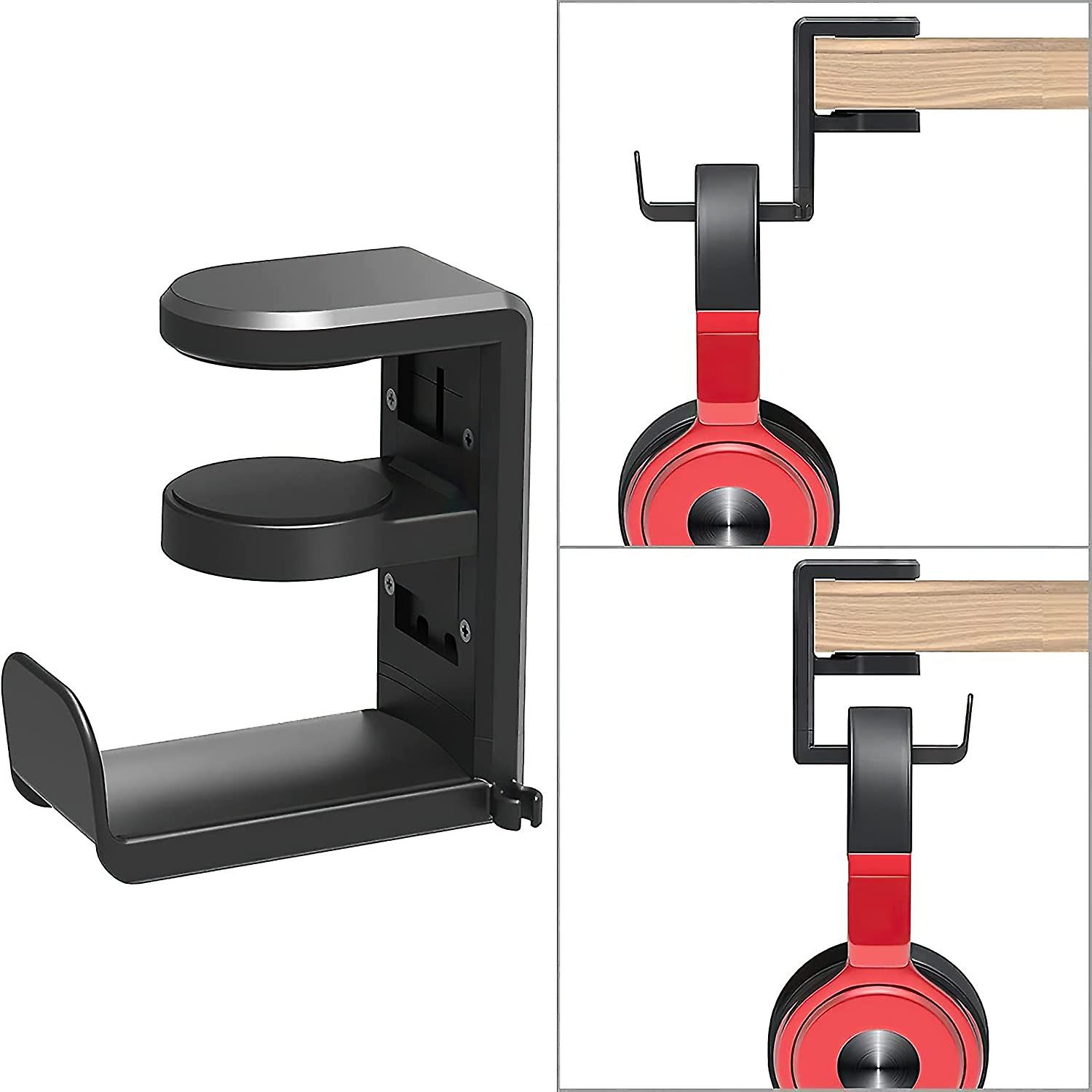 Headphone Stand With Cable Clip, 360 Degree Rotation Adjustable Spring Clip