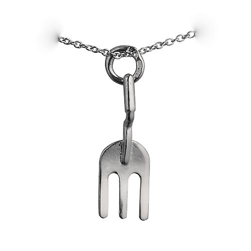 Silver 24x9mm solid Gardeners Fork Pendant with a rolo Chain 24 inches