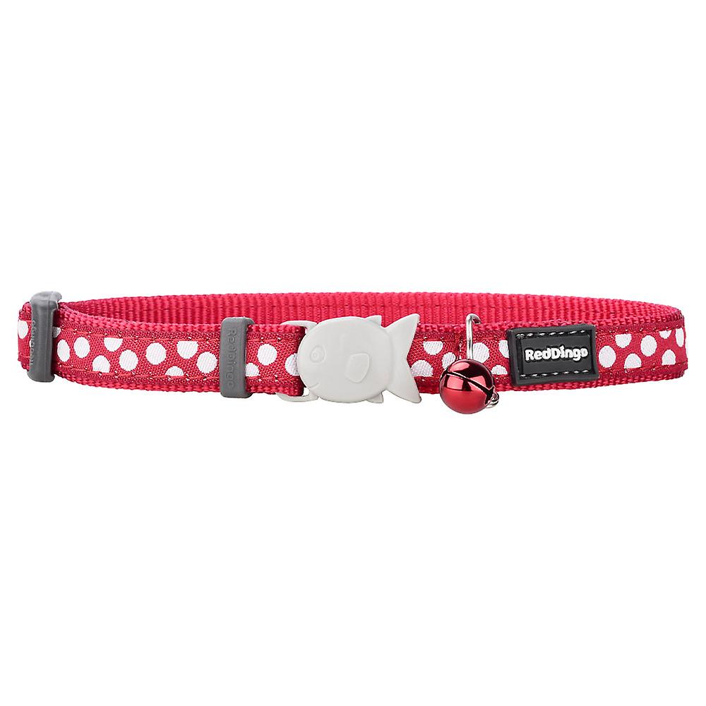 Red Dingo Cat Collar with White Spots on Red Design Extra Small 12mm x 20-32cm