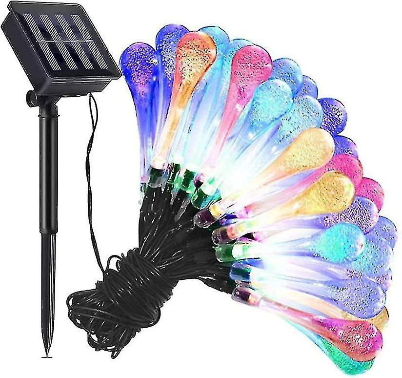 50 Led Solar Teardrop String Lights Outdoors, 16.4-foot Waterproof Fairy Lights Decorated With 8 Modes Multi-colored Water Drop String