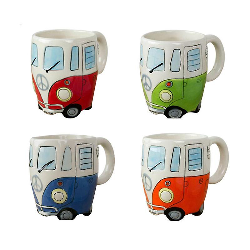 Funny Hand-painted Retro Ceramic Cartoon Double Bus Mug - Perfect For Coffee, Milk, Tea, And More