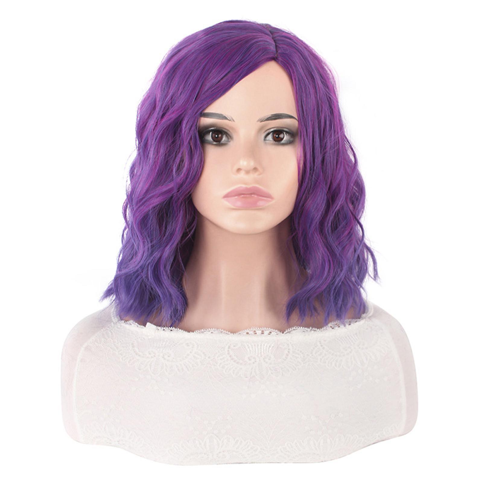 Short Curly Multi-color Full Wigs Side Part Gradient Color Soft Full Wig For Girls Daily Use Colorful Wigs