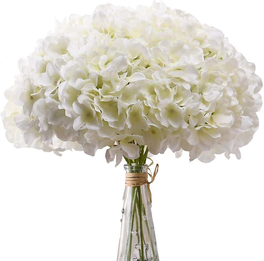 White Hydrangea Artificial Flowers Silk Flowers, Artificial Ivory White Full Hydrangea Flowers Artificial With Stems