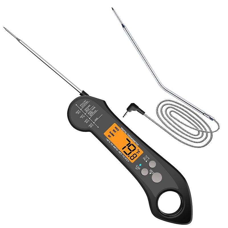 1 Set Cooking Thermometer Waterproof Double Probe ABS Clear Digital Display Meat Thermometer Kitchen