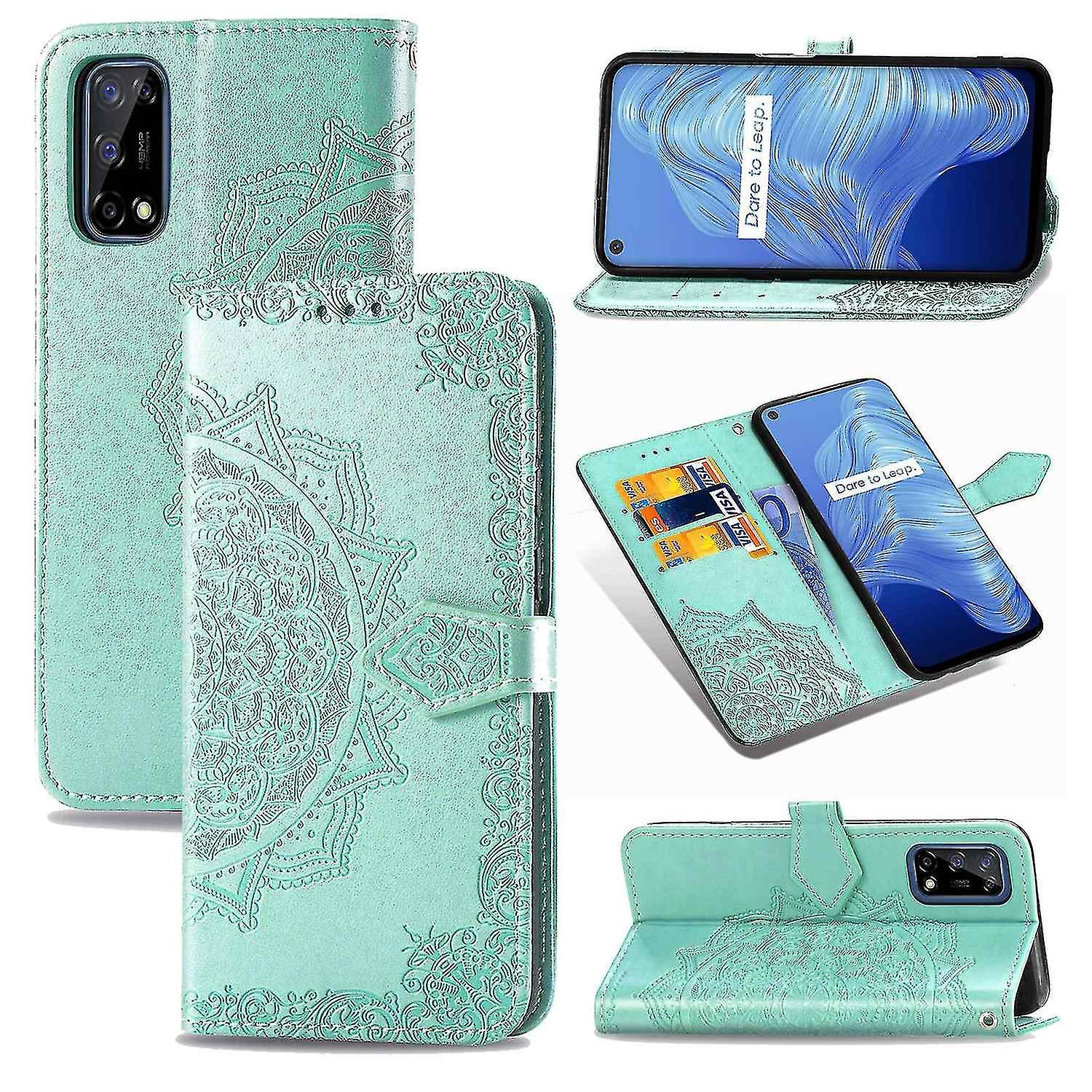 Compatible With Realme V5 5g Case Leather Wallet Cover Emboss Mandala Magnetic Flip Protection Shock
