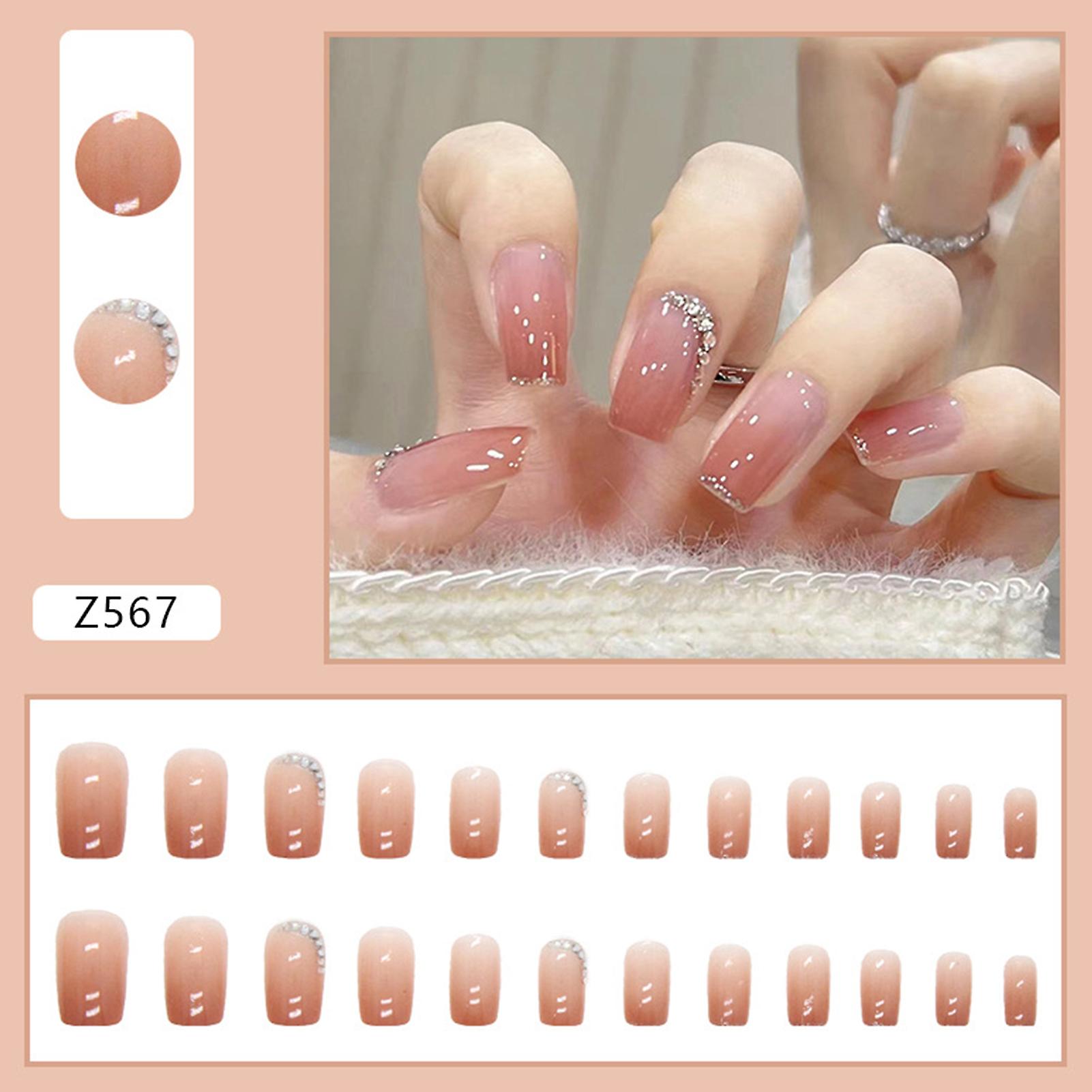 Pink Translucent Press On Nails With Tasteless And Eco-friendly Material