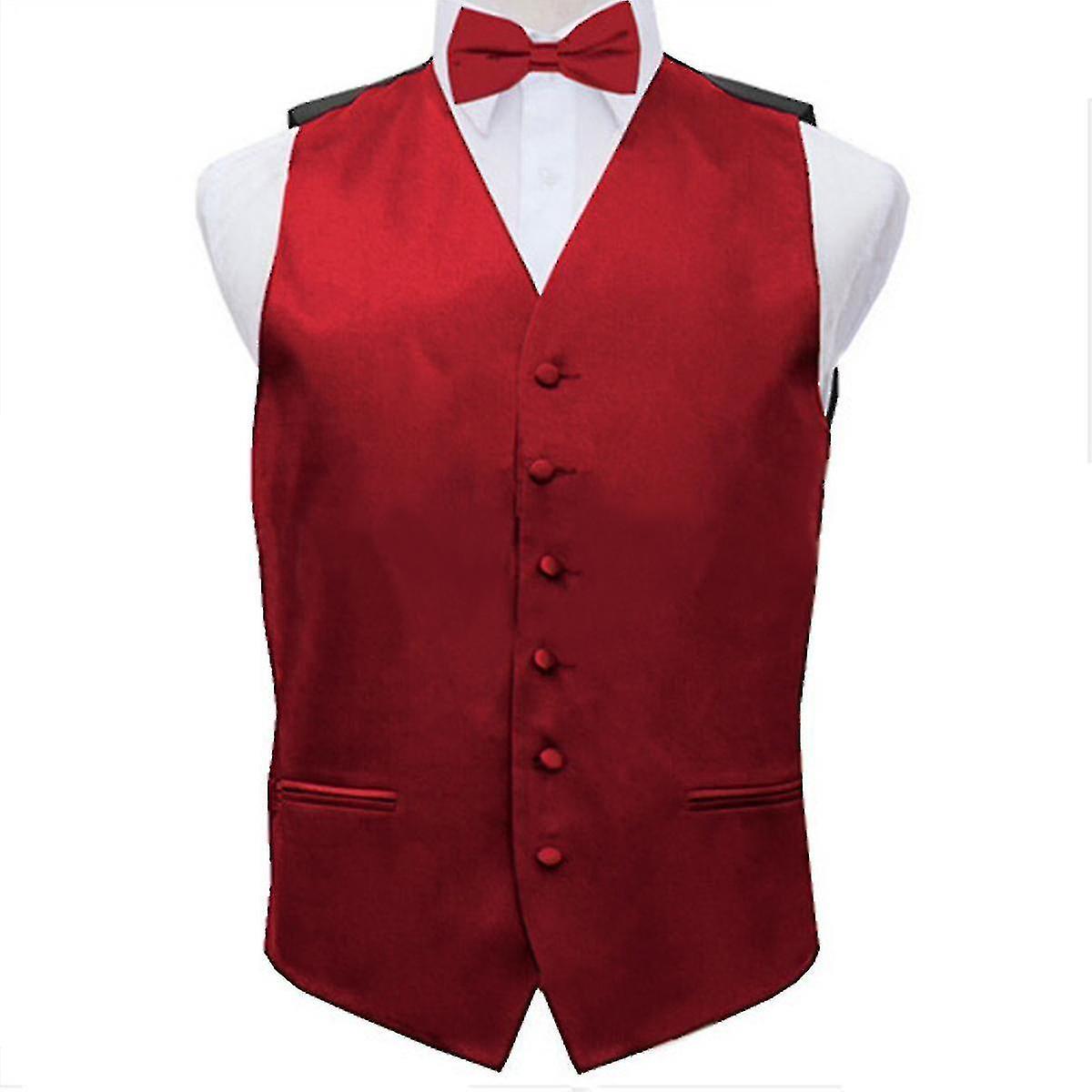 Herren Anzug Weste Weste Slim Classic Solid Casual Weste Rot