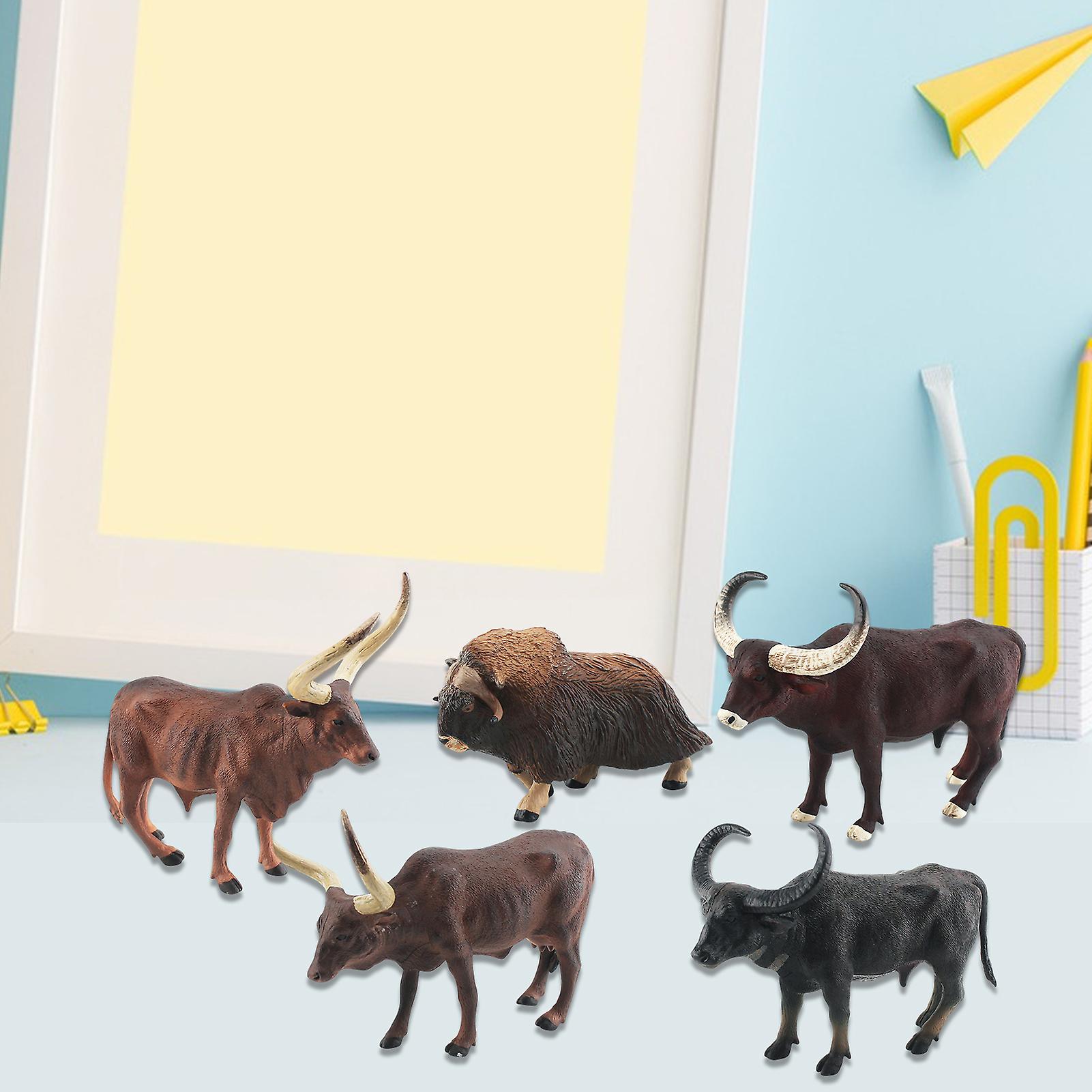 Hytrove Cattle Figurine PVC Home Decoration 1Pack 5.5x4.1x1.6In...