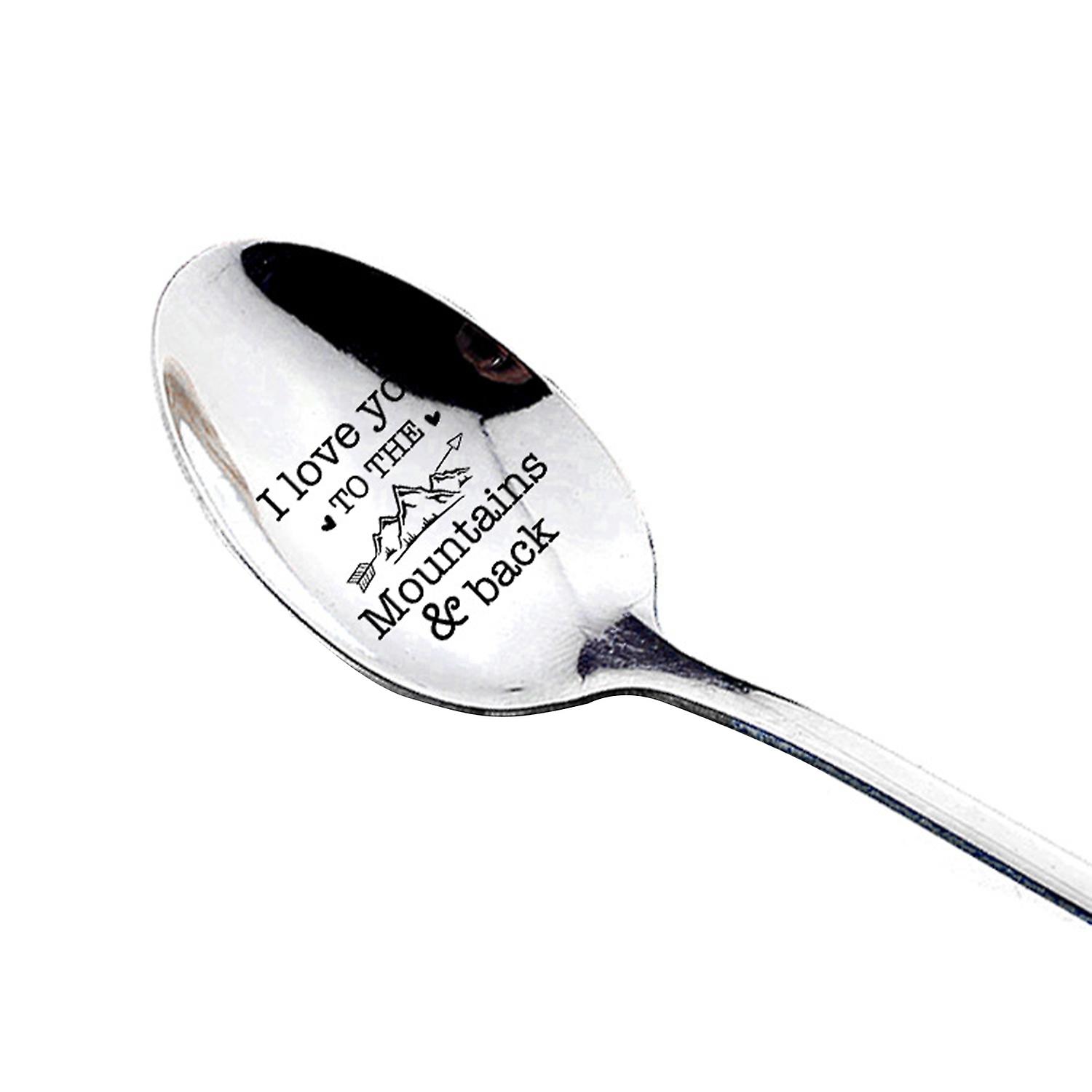 ZHOUBA Long Handle Spoon Stainless Steel Household Tableware Letter Engraved Utensils