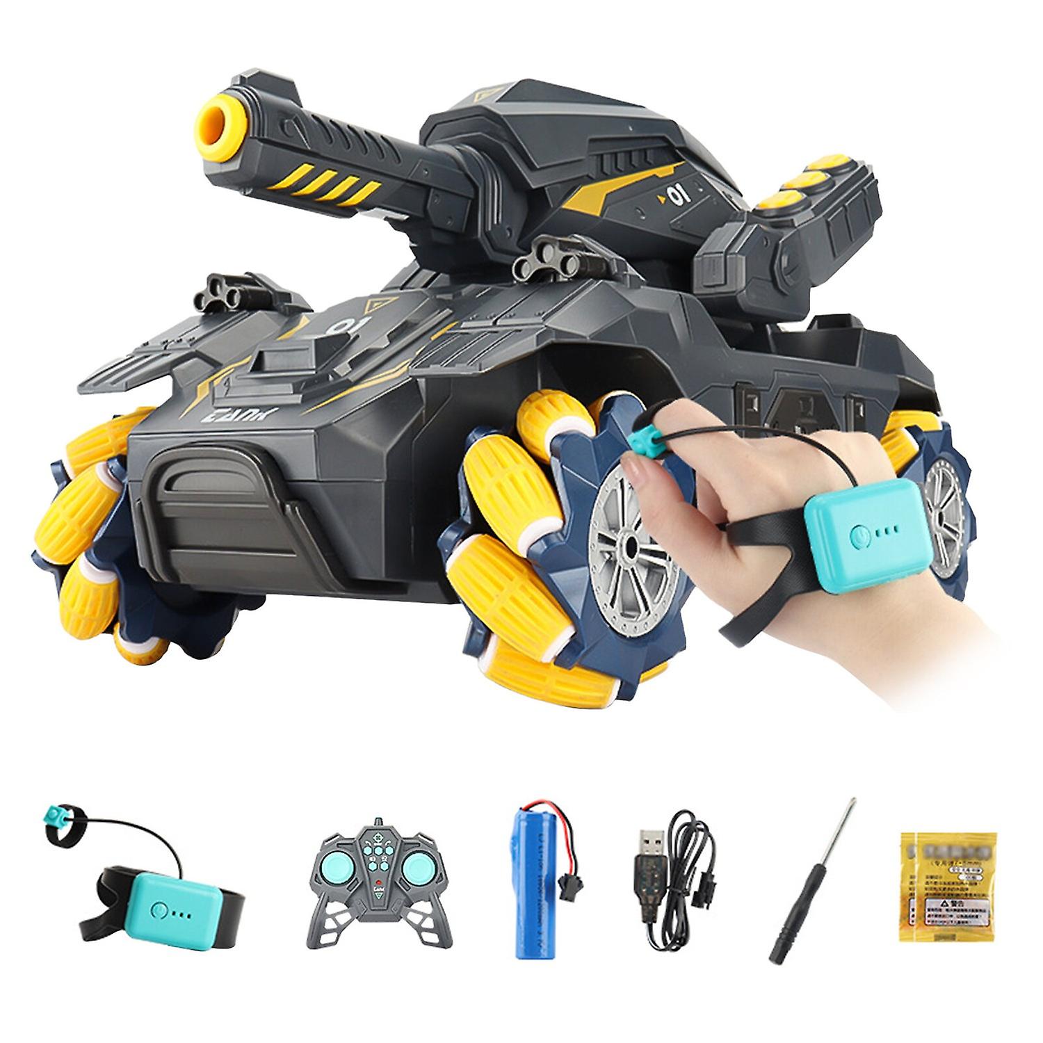 Green RC Tank with Dual Remote Controllers, USB Charger - Fun for Kids