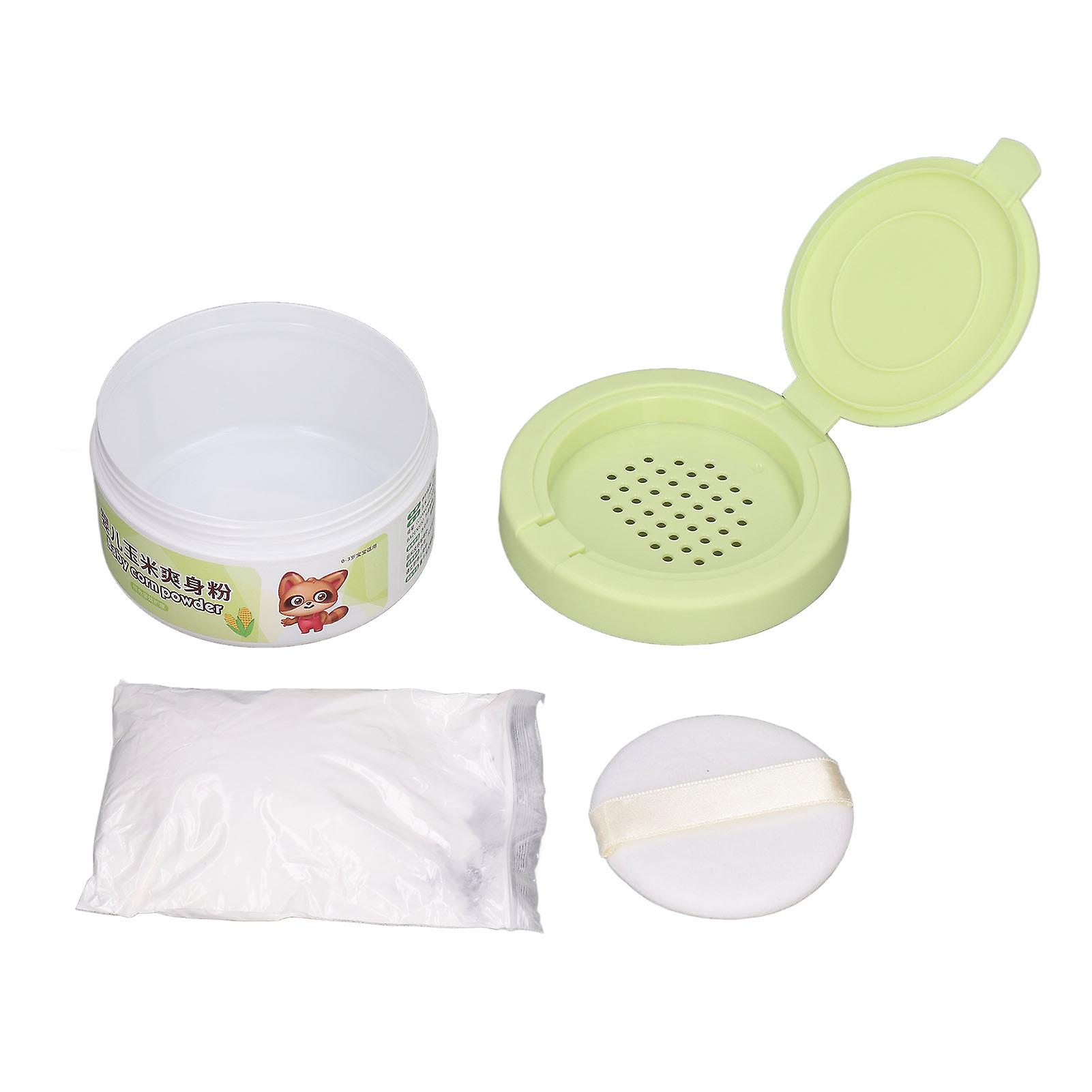 Soft and comfortable corn flour-based portable baby powder with puff